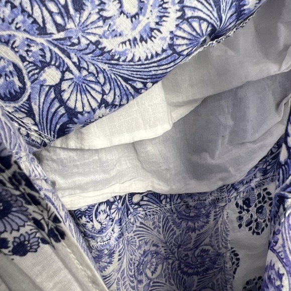 J. Crew Patchwork Side Slit Pull On Cotton Maxi Skirt Size Small Blue & White - Picture 6 of 11